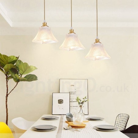 Lámpara colgante rústica de estilo nórdico de latón puro con pantalla de cristal Lámpara colgante rústica de estilo nórdico de latón puro con pantalla de cristal