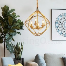 Lámpara colgante rústica de estilo nórdico de latón puro