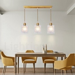 Lámpara colgante rústica de estilo nórdico de latón puro con pantalla de cristal