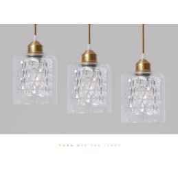 Lámpara colgante rústica de estilo nórdico de latón puro con pantalla de cristal