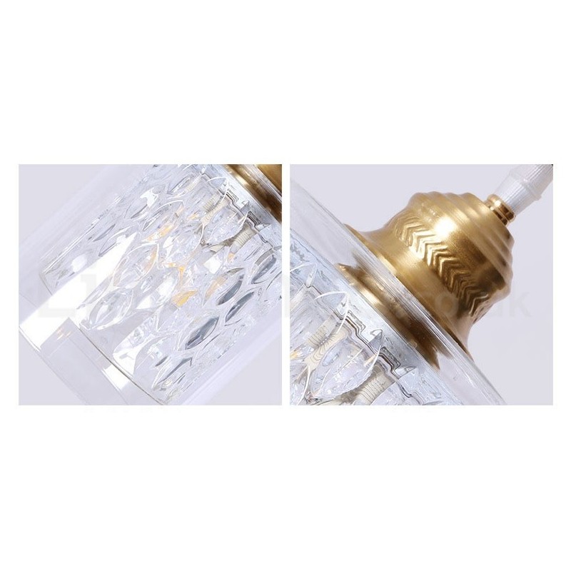 Lámpara colgante rústica de estilo nórdico de latón puro con pantalla de cristal