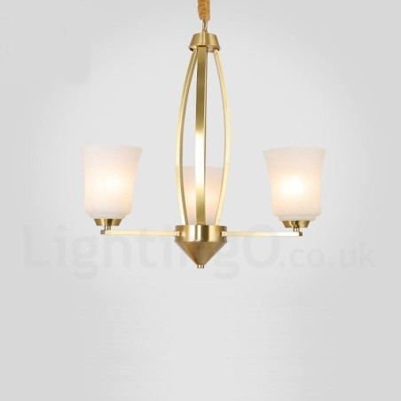 Lámpara colgante grande de latón puro de 3 luces, estilo rústico, retro, vintage, con pantallas de cristal Lámpara colgante grande de latón puro de 3 luces, estilo rústico, retro, vintage, con pantallas de cristal