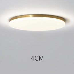 Lámpara de techo empotrada de estilo nórdico moderno, contemporáneo, ultrafina y redonda, regulable, de latón, con pantalla acrílica. También se puede usar como luz de pared.