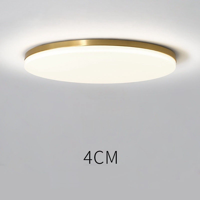 Lámpara de techo empotrada de estilo nórdico moderno, contemporáneo, ultrafina y redonda, regulable, de latón, con pantalla acrílica. También se puede usar como luz de pared.