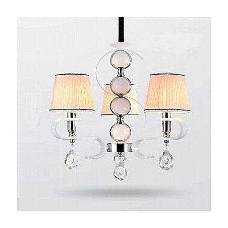 Lámpara de araña de tela de 3 luces de alta calidad con anillo de plata y jade blanco Lámpara de araña de tela de 3 luces de alta calidad con anillo de plata y jade blanco