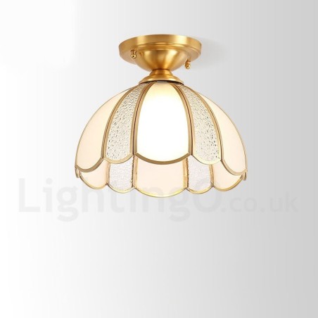Lámpara de techo empotrada de estilo nórdico rústico de latón puro con pantalla de cristal Lámpara de techo empotrada de estilo nórdico rústico de latón puro con pantalla de cristal