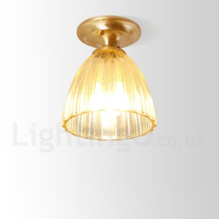 Lámpara de techo empotrada de estilo nórdico rústico de latón puro con pantalla de cristal Lámpara de techo empotrada de estilo nórdico rústico de latón puro con pantalla de cristal