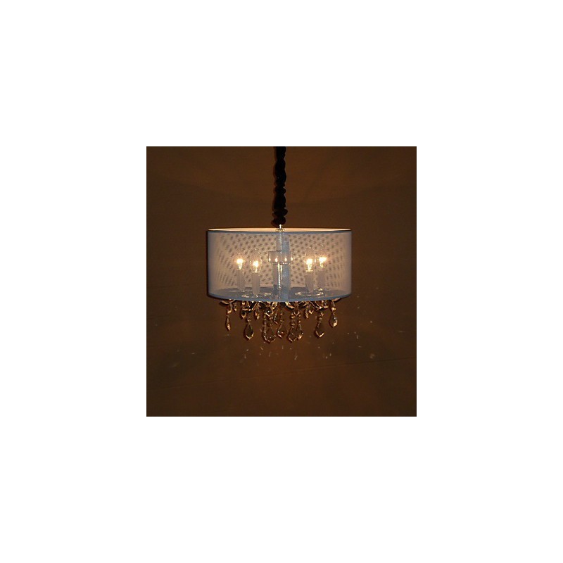 Lámpara colgante contemporánea de cristal con 5 luces y pantalla semitransparente