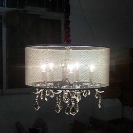 Lámpara colgante contemporánea de cristal con 5 luces y pantalla semitransparente