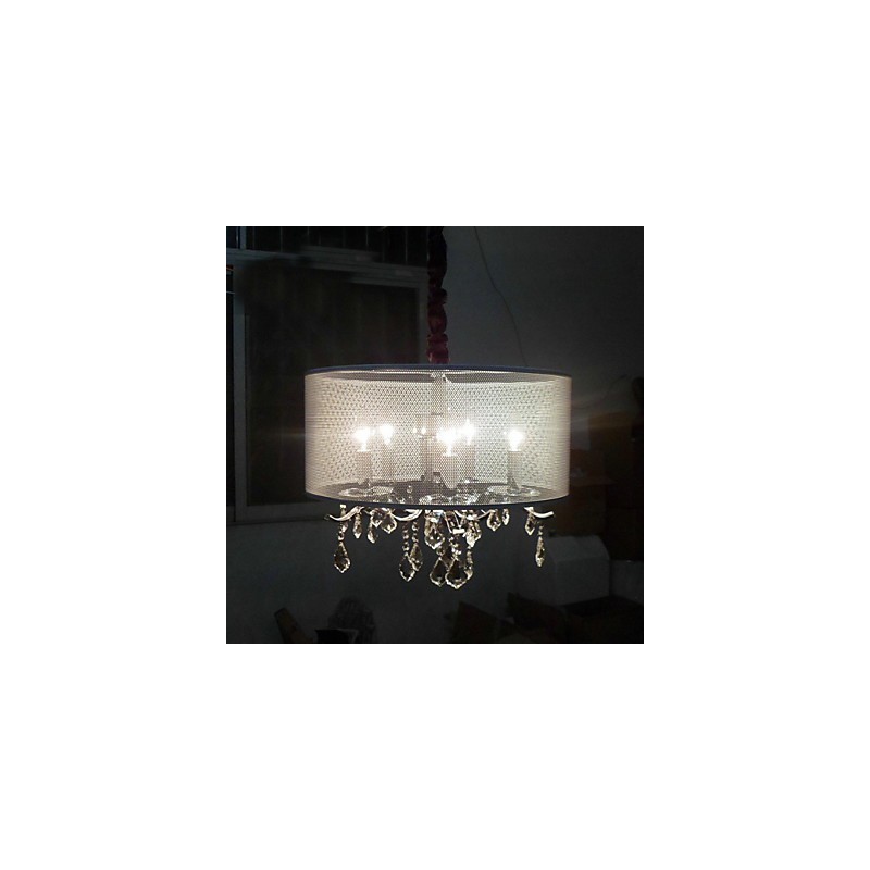 Lámpara colgante contemporánea de cristal con 5 luces y pantalla semitransparente