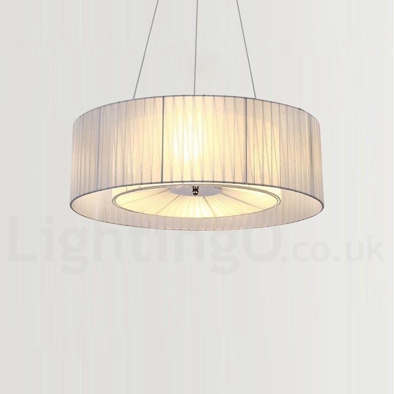 Lámpara colgante moderna Drum de 4 luces con pantalla de tela