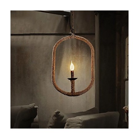 Lámpara de araña retro de cuerda de cáñamo de 1 lámpara, estilo rústico retro Lámpara de araña retro de cuerda de cáñamo de 1 lámpara, estilo rústico retro