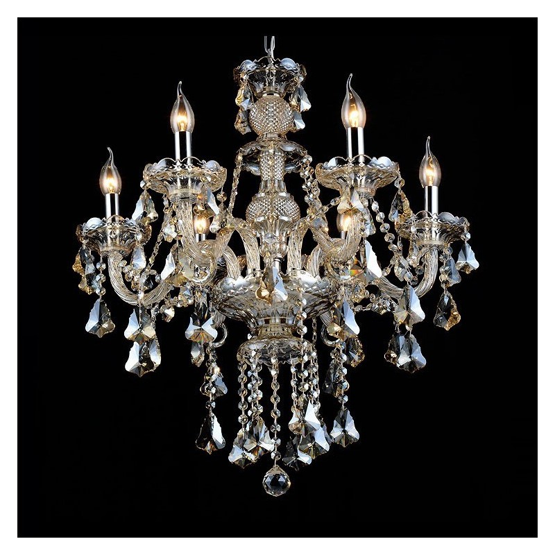 Lámpara de araña moderna de cristal K9 de 6 luces color coñac retro