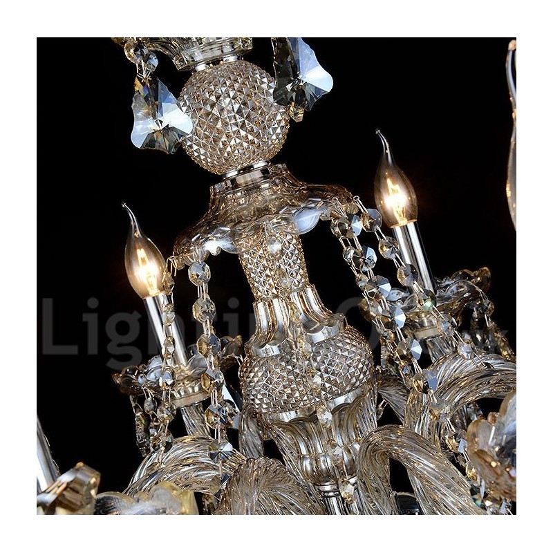 Lámpara de araña moderna de cristal K9 de 6 luces color coñac retro