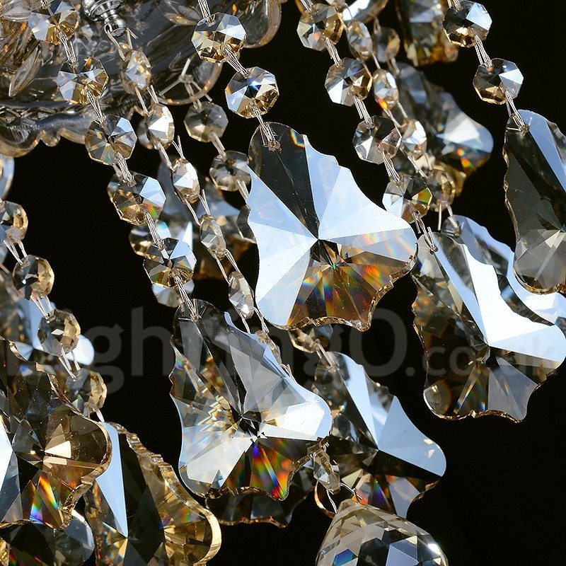 Lámpara de araña moderna de cristal K9 de 6 luces color coñac retro