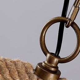 Lámpara de araña retro de cuerda de cáñamo de 1 lámpara, estilo rústico retro
