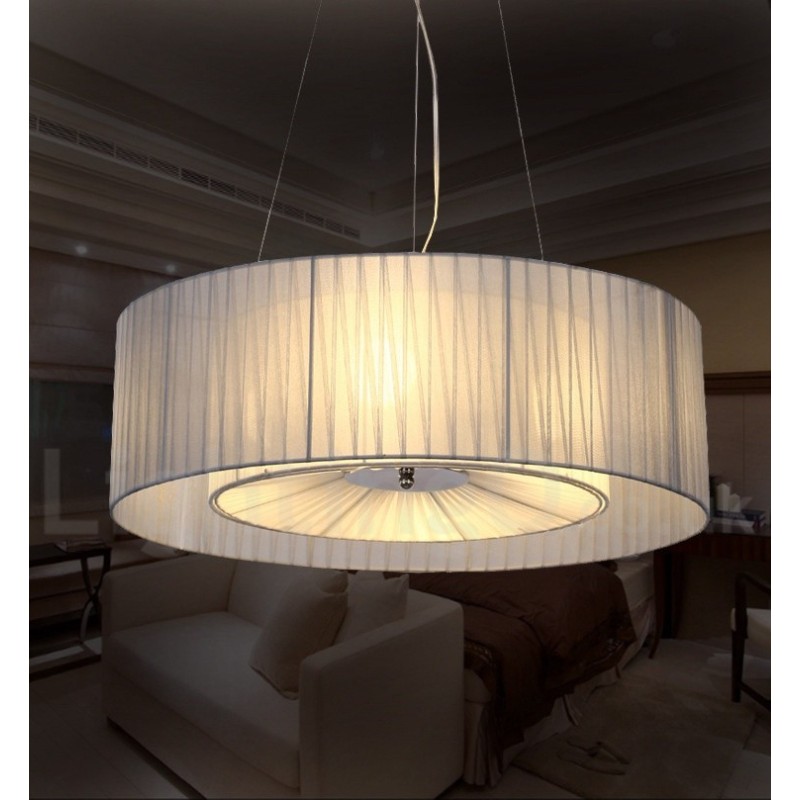 Lámpara colgante moderna Drum de 4 luces con pantalla de tela
