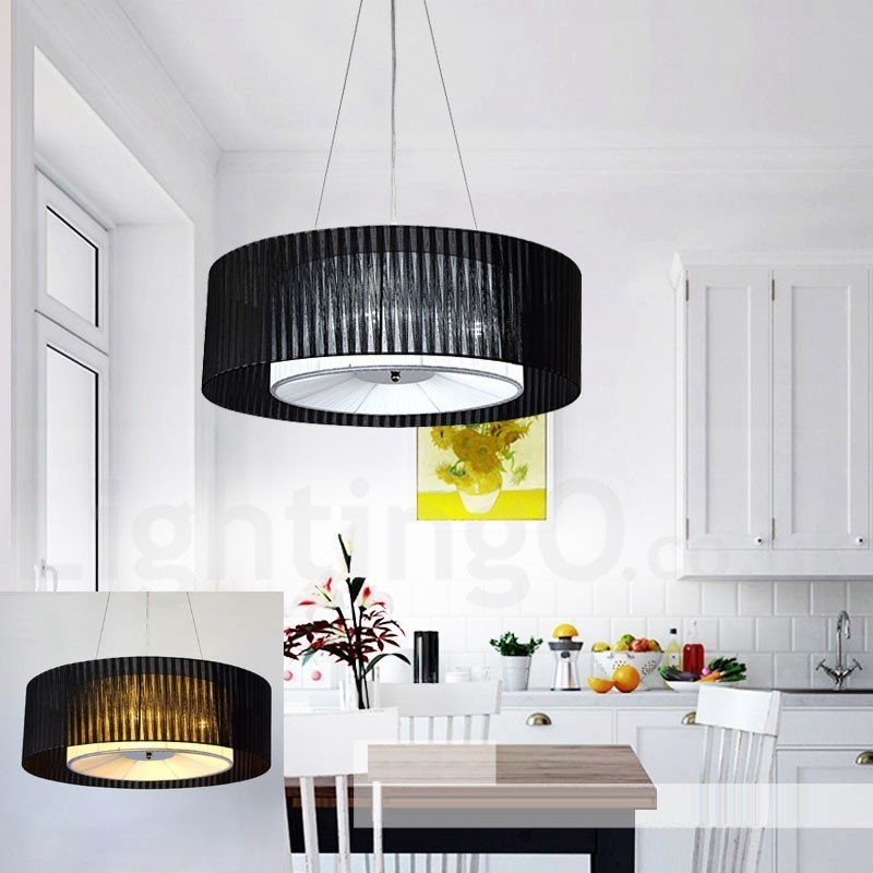 Lámpara colgante moderna Drum de 4 luces con pantalla de tela