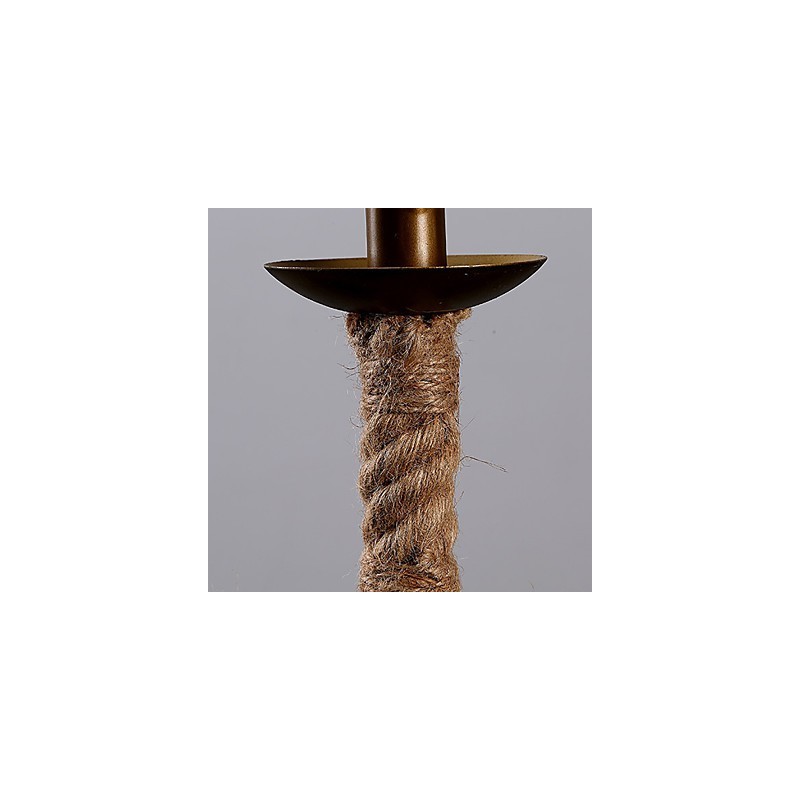 Lámpara de araña retro de cuerda de cáñamo de 1 lámpara, estilo rústico retro