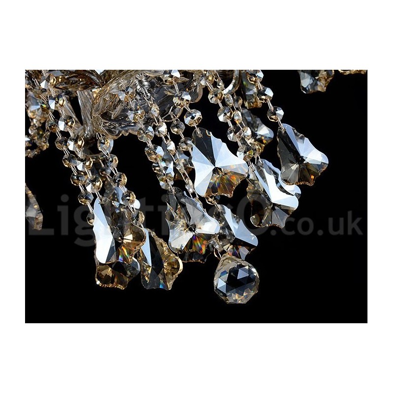 Lámpara de araña moderna de cristal K9 de 6 luces color coñac retro