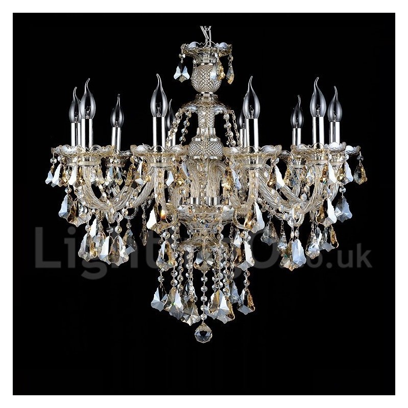 Lámpara de araña moderna de cristal K9 color coñac retro