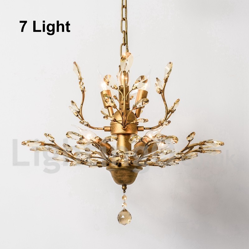 Lámpara de araña de hierro con pintura de cristal y lámpara de iluminación moderna de cristal