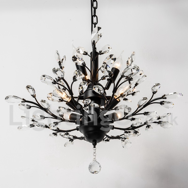 Lámpara de araña de hierro con pintura de cristal y lámpara de iluminación moderna de cristal
