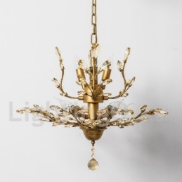 Lámpara de araña de hierro con pintura de cristal y lámpara de iluminación moderna de cristal