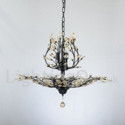 Lámpara de araña de hierro con pintura de cristal y lámpara de iluminación moderna de cristal