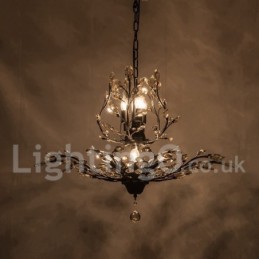 Lámpara de araña de hierro con pintura de cristal y lámpara de iluminación moderna de cristal