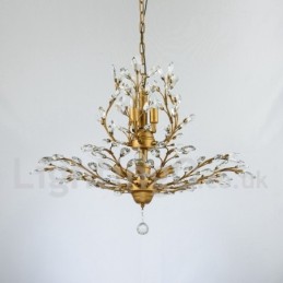 Lámpara de araña de hierro con pintura de cristal y lámpara de iluminación moderna de cristal