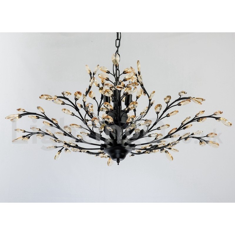 Lámpara de araña de hierro con pintura de cristal y lámpara de iluminación moderna de cristal