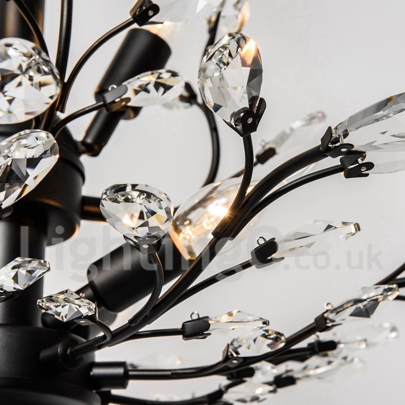 Lámpara de araña de hierro con pintura de cristal y lámpara de iluminación moderna de cristal