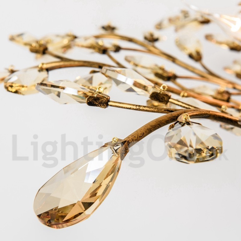 Lámpara de araña de hierro con pintura de cristal y lámpara de iluminación moderna de cristal