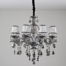 Lámpara de araña de cristal K9 de 8 luces, color gris retro