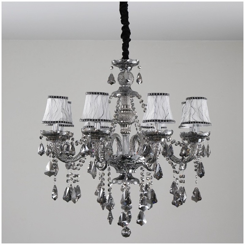 Lámpara de araña de cristal K9 de 8 luces, color gris retro