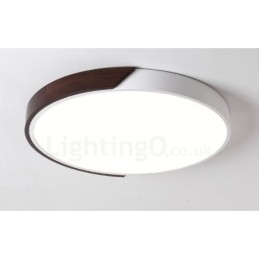Lámpara de techo empotrada redonda ultrafina de madera color nogal retro, regulable y con pantalla acrílica. También se puede usar como aplique de pared.