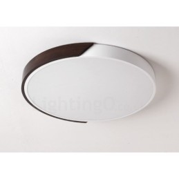 Lámpara de techo empotrada redonda ultrafina de madera color nogal retro, regulable y con pantalla acrílica. También se puede usar como aplique de pared.