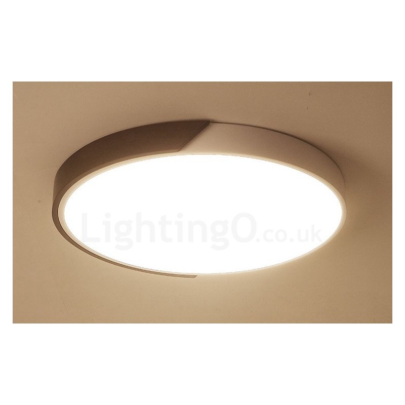 Lámpara de techo empotrada redonda ultrafina de madera color nogal retro, regulable y con pantalla acrílica. También se puede usar como aplique de pared.