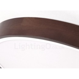 Lámpara de techo empotrada redonda ultrafina de madera color nogal retro, regulable y con pantalla acrílica. También se puede usar como aplique de pared.