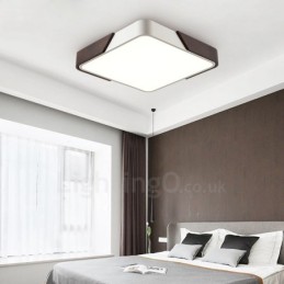 Lámpara de techo empotrada cuadrada ultrafina de madera color nogal retro, regulable, con pantalla acrílica. También se puede usar como aplique de pared.