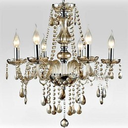Lámpara de araña de cristal estilo palacio de 6 luces con bombilla de vela