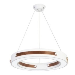 Lámpara colgante moderna contemporánea con forma de anillo en varios colores de madera y pantalla acrílica