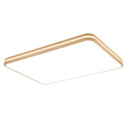 Lámpara de techo de madera rectangular regulable con lente, moderna, contemporánea, de estilo nórdico, empotrada, con pantalla acrílica y control remoto. También se puede usar como luz de pared.