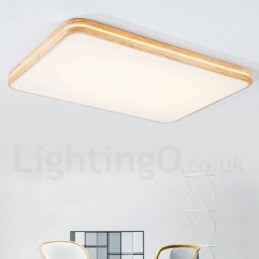 Lámpara de techo de madera rectangular regulable con lente, moderna, contemporánea, de estilo nórdico, empotrada, con pantalla acrílica y control remoto. También se puede usar como luz de pared.