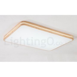 Lámpara de techo de madera rectangular regulable con lente, moderna, contemporánea, de estilo nórdico, empotrada, con pantalla acrílica y control remoto. También se puede usar como luz de pared.