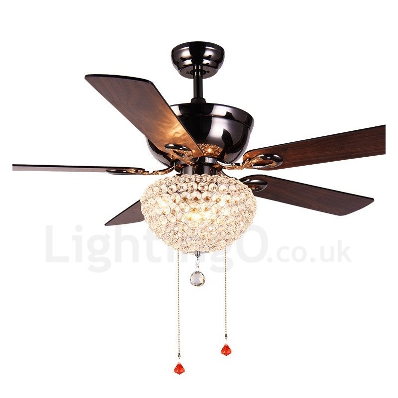 Ventilador de techo estilo americano de madera, retro, con control remoto, pantalla de cristal, motor silencioso de cobre puro, 132 cm (52")