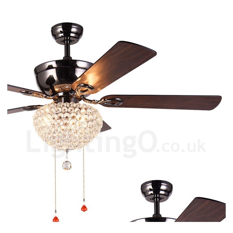 Ventilador de techo estilo americano de madera, retro, con control remoto, pantalla de cristal, motor silencioso de cobre puro, 132 cm (52")