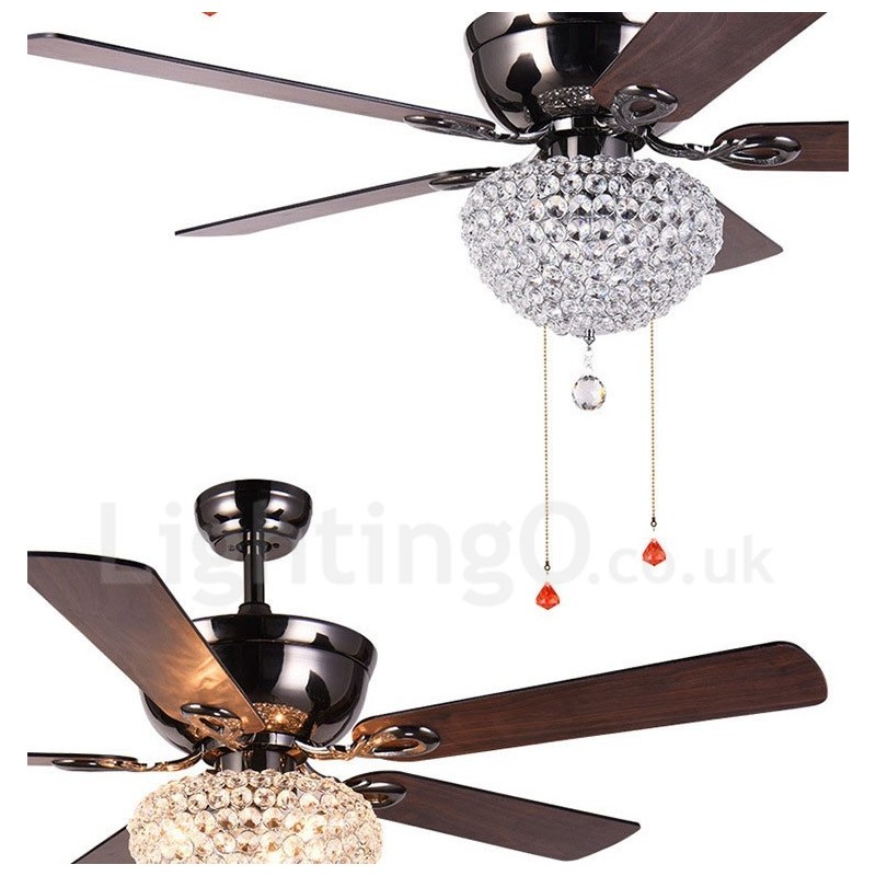 Ventilador de techo estilo americano de madera, retro, con control remoto, pantalla de cristal, motor silencioso de cobre puro, 132 cm (52")