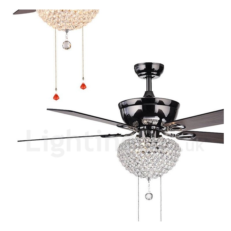 Ventilador de techo estilo americano de madera, retro, con control remoto, pantalla de cristal, motor silencioso de cobre puro, 132 cm (52")